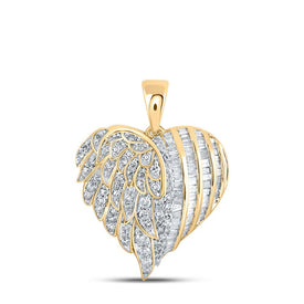 Radiant Love: 10kt Yellow Gold Diamond Heart Pendant - Top View