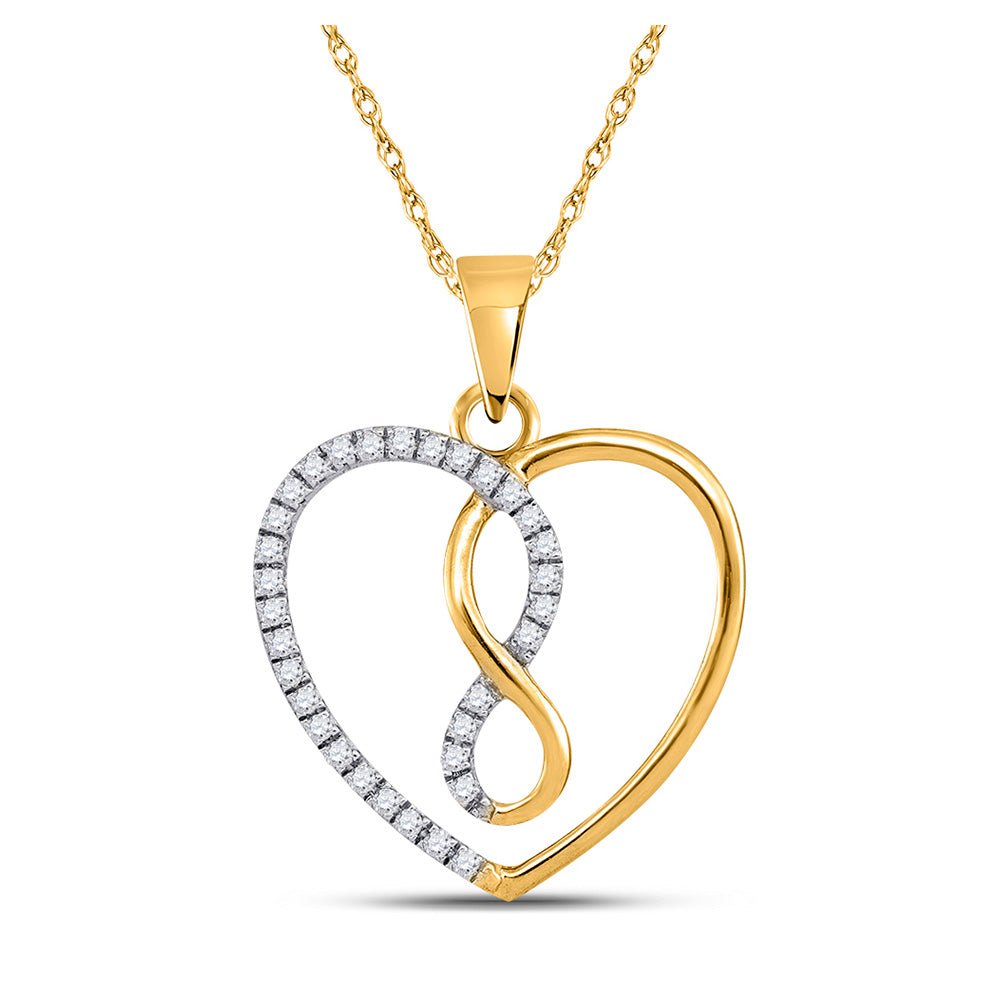 Diamond Heart & Love Symbol Pendant | 10kt Yellow Gold Womens Round Diamond Infinity Heart Pendant 1/8 Cttw | Splendid Jewellery GND