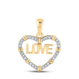 10kt Yellow Gold Diamond Love Heart Pendant: A Captivating Symbol of Romance and Elegance product  Top View from Splendid Jewellery