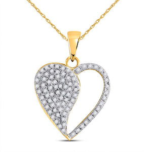 Diamond Heart & Love Symbol Pendant | 10kt Yellow Gold Womens Round Diamond Modern Heart Pendant 1/3 Cttw | Splendid Jewellery GND