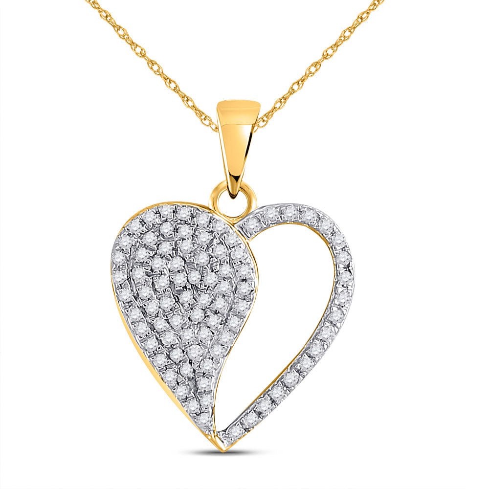 Diamond Heart & Love Symbol Pendant | 10kt Yellow Gold Womens Round Diamond Modern Heart Pendant 1/3 Cttw | Splendid Jewellery GND
