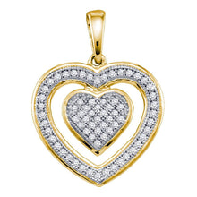 Load image into Gallery viewer, 10kt Yellow Gold Nested Heart Diamond Pendant - Symbol of Love and Elegance product  Top View from Splendid Jewellery