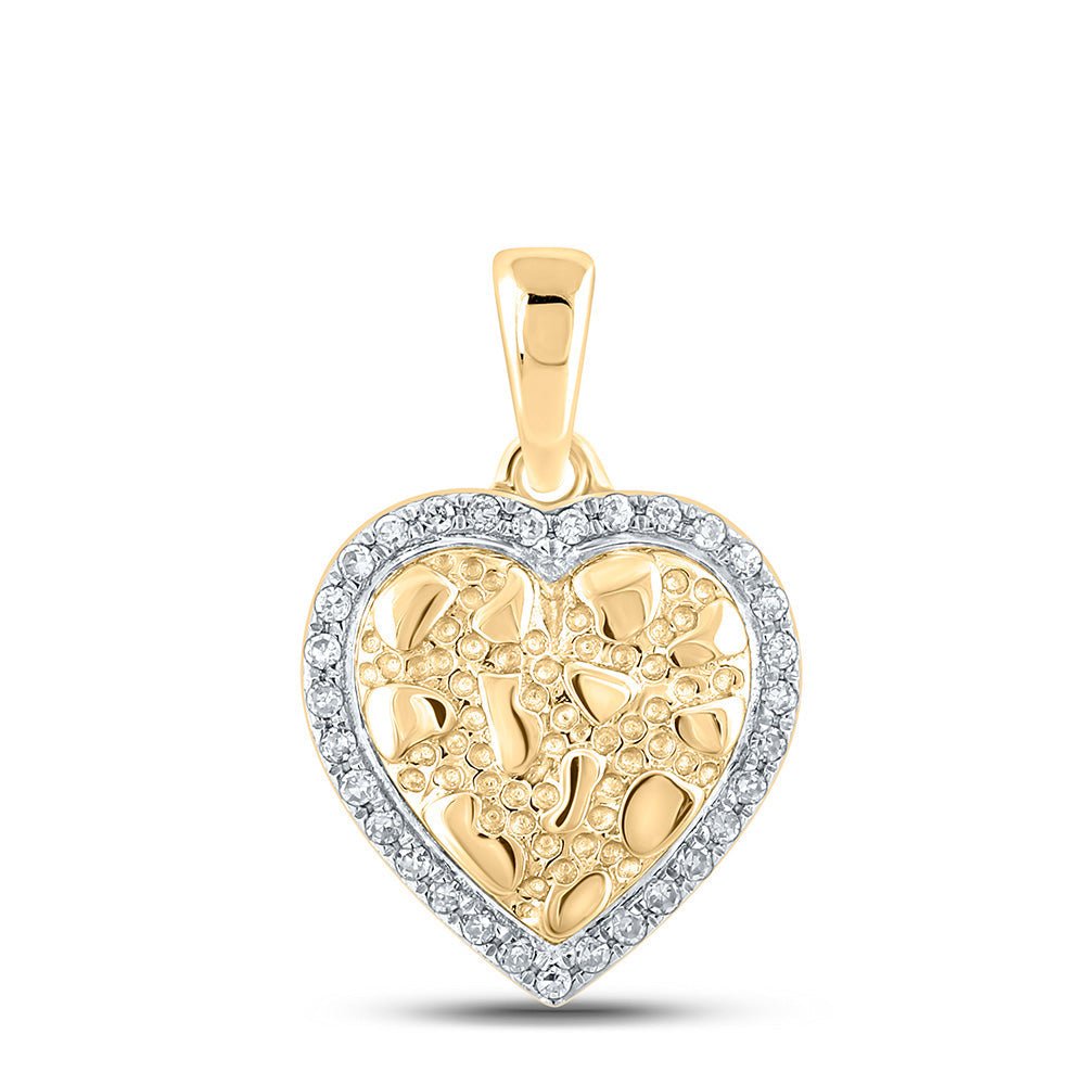 Diamond Heart & Love Symbol Pendant | 10kt Yellow Gold Womens Round Diamond Nugget Heart Pendant 1/12 Cttw | Splendid Jewellery GND