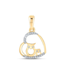 Load image into Gallery viewer, Enchanting Diamond Owl Heart Pendant in 10kt Yellow Gold product  Top View from Splendid Jewellery