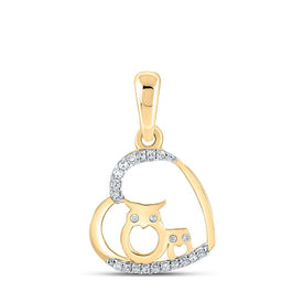 Enchanting Diamond Owl Heart Pendant in 10kt Yellow Gold product  Top View from Splendid Jewellery
