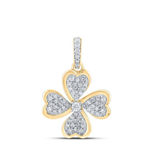 Diamond Heart & Love Symbol Pendant | 10kt Yellow Gold Womens Round Diamond Pinwheel Heart Pendant 1/4 Cttw | Splendid Jewellery GND