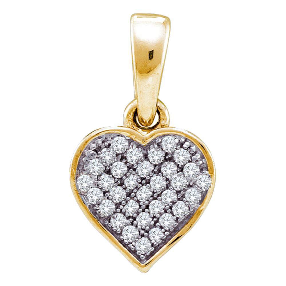 Diamond Heart & Love Symbol Pendant | 10kt Yellow Gold Womens Round Diamond Small Heart Pendant 1/10 Cttw | Splendid Jewellery GND