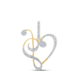 Radiant Love: 10kt Yellow Gold Diamond Treble Heart Pendant - Top View