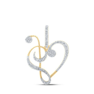 Diamond Heart & Love Symbol Pendant | 10kt Yellow Gold Womens Round Diamond Treble Heart Pendant 1/3 Cttw | Splendid Jewellery GND