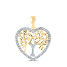 Load image into Gallery viewer, 10kt Yellow Gold Diamond Tree of Life Heart Pendant - A Symbol of Love and Eternity - Top View