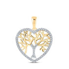 10kt Yellow Gold Diamond Tree of Life Heart Pendant - A Symbol of Love and Eternity - Top View