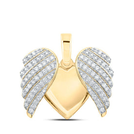 Radiant Love: 10kt Yellow Gold Diamond Heart & Love Symbol Pendant - Top View