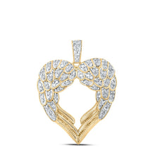 Load image into Gallery viewer, Radiant Love Diamond Wing Heart Pendant in 10kt Yellow Gold - Top View