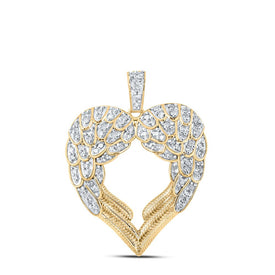 Radiant Love Diamond Wing Heart Pendant in 10kt Yellow Gold - Top View