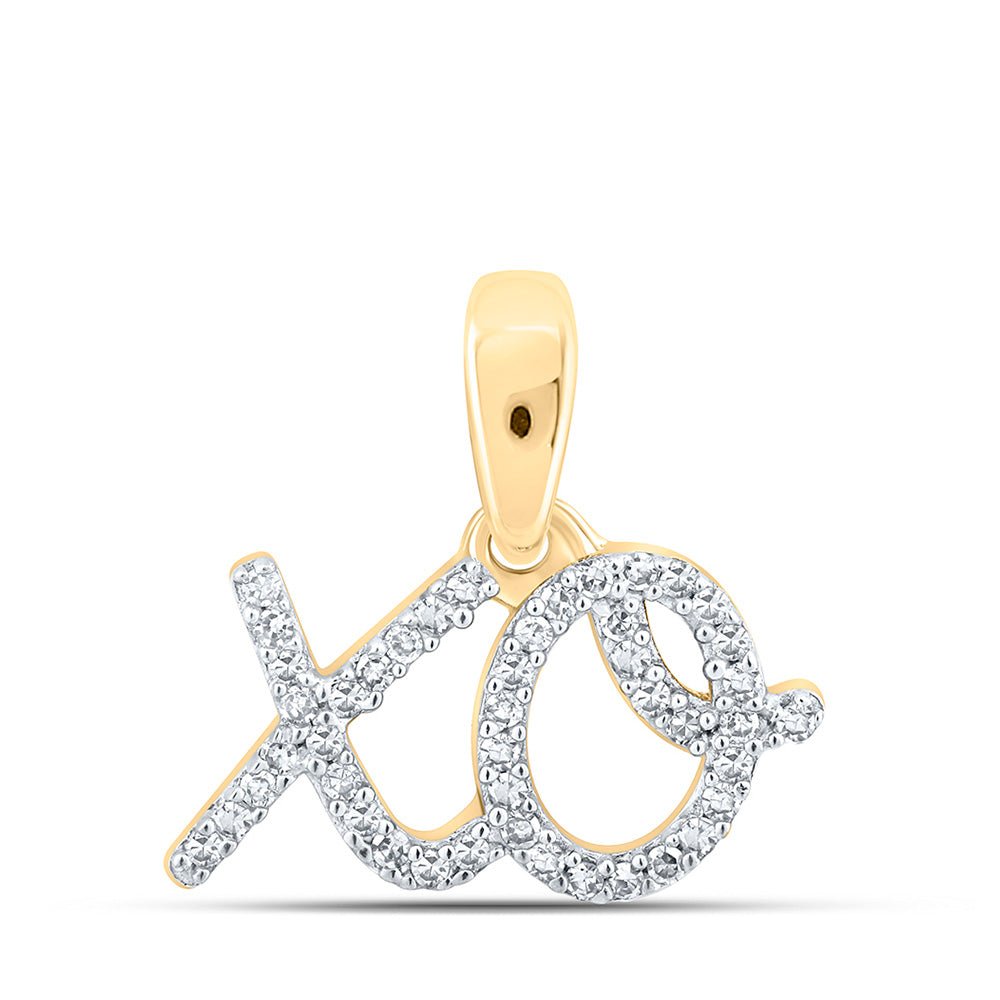 Diamond Heart & Love Symbol Pendant | 10kt Yellow Gold Womens Round Diamond XO Fashion Pendant 1/10 Cttw | Splendid Jewellery GND