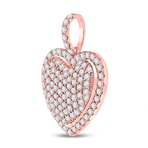 Diamond Heart & Love Symbol Pendant | 14kt Rose Gold Womens Round Diamond Heart Pendant 1-1/4 Cttw | Splendid Jewellery GND