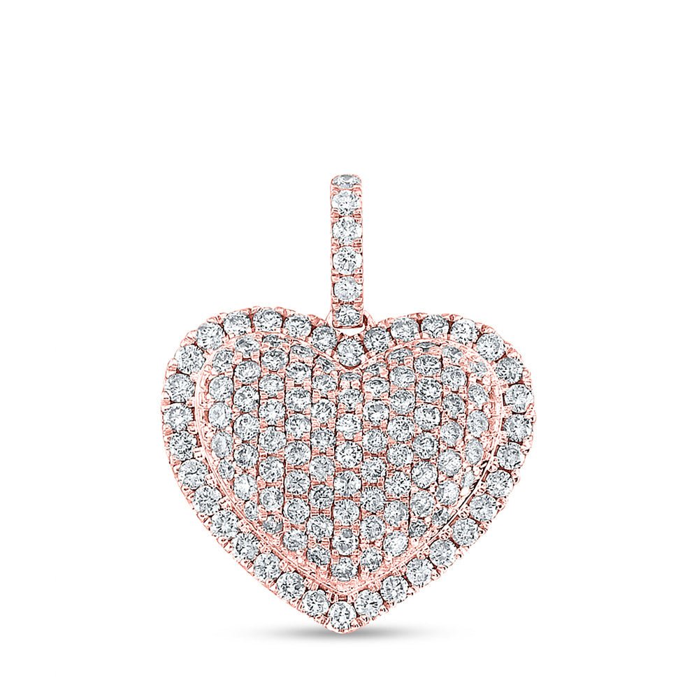 Diamond Heart & Love Symbol Pendant | 14kt Rose Gold Womens Round Diamond Heart Pendant 1-1/4 Cttw | Splendid Jewellery GND