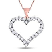 Load image into Gallery viewer, 14kt Rose Gold Diamond Heart &amp; Love Symbol Pendant - A Captivating Expression of Love and Romance - Top View