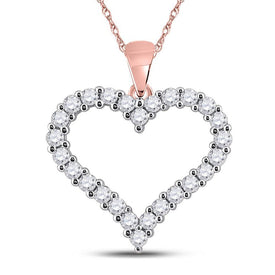 14kt Rose Gold Diamond Heart & Love Symbol Pendant - A Captivating Expression of Love and Romance - Top View