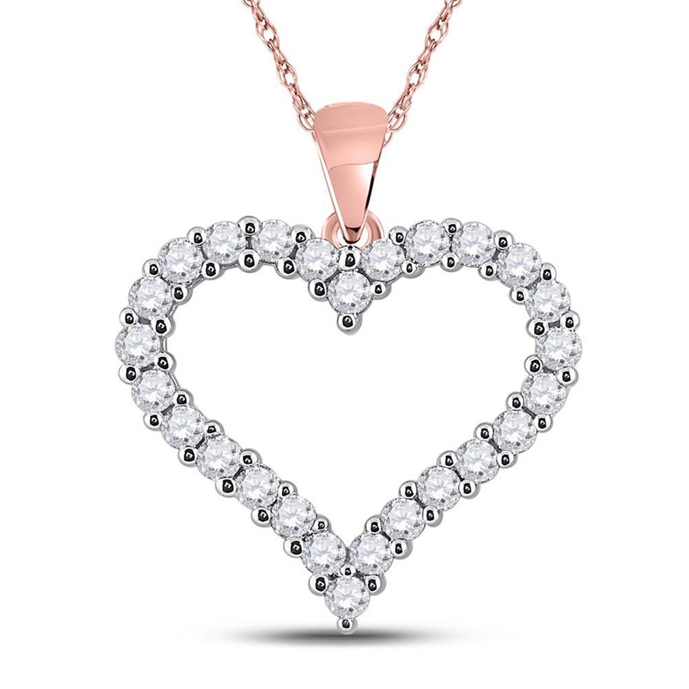 Diamond Heart & Love Symbol Pendant | 14kt Rose Gold Womens Round Diamond Heart Pendant 1 Cttw | Splendid Jewellery GND