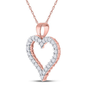 Diamond Heart & Love Symbol Pendant | 14kt Rose Gold Womens Round Diamond Heart Pendant 1 Cttw | Splendid Jewellery GND