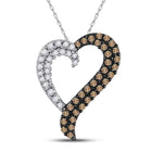 14kt White Gold Brown Diamond Heart Pendant - A Symbol of Love and Elegance - Top View