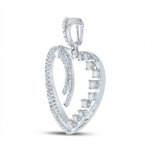Diamond Heart & Love Symbol Pendant | 14kt White Gold Womens Round Diamond Heart Pendant 5/8 Cttw | Splendid Jewellery GND