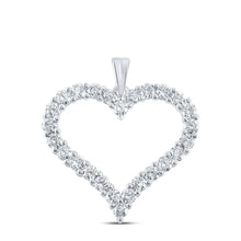 Load image into Gallery viewer, Romantic Radiance: 14kt White Gold Diamond Heart Pendant - Top View