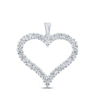 Romantic Radiance: 14kt White Gold Diamond Heart Pendant - Top View