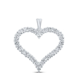 Romantic Radiance: 14kt White Gold Diamond Heart Pendant - Top View