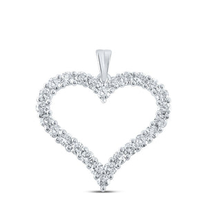 Diamond Heart & Love Symbol Pendant | 14kt White Gold Womens Round Diamond Outline Heart Pendant 2 Cttw | Splendid Jewellery GND