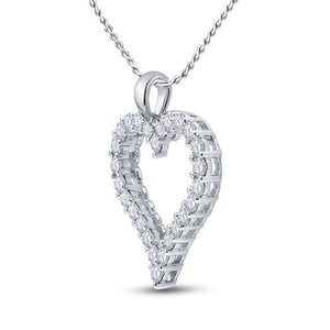 Diamond Heart & Love Symbol Pendant | 14kt White Gold Womens Round Diamond Outline Heart Pendant 2 Cttw | Splendid Jewellery GND