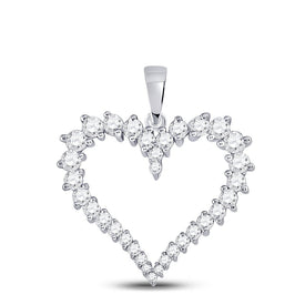 14kt White Gold Diamond Heart & Love Symbol Pendant - Top View
