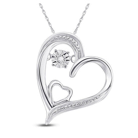 Sterling Silver Double Heart Diamond Pendant | Moving Love Symbol Necklace  Top View from Splendid Jewellery