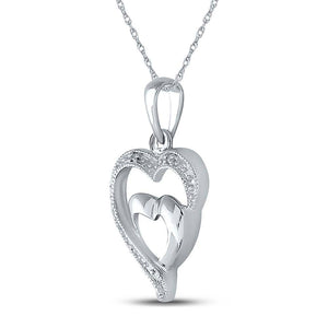 Diamond Heart & Love Symbol Pendant | Sterling Silver Womens Round Diamond Heart Pendant .02 Cttw | Splendid Jewellery GND