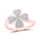 Radiant Rose Gold Diamond Clover Heart Ring Top view from the 10Kt Rose Gold Womens Round Diamond Clover Heart Ring 1 4 Cttwpin219221 collection by Splendid Jewellery