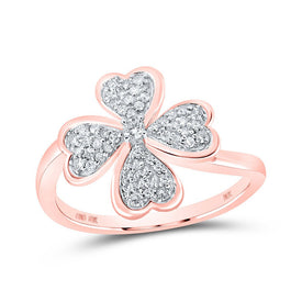 Radiant Rose Gold Diamond Clover Heart Ring Top view from the 10Kt Rose Gold Womens Round Diamond Clover Heart Ring 1 4 Cttwpin219221 collection by Splendid Jewellery