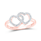 Romantic Rose Gold Diamond Heart Ring Top view from the 10Kt Rose Gold Womens Round Diamond Double Heart Ring 1 5 Cttwpin219271 collection by Splendid Jewellery