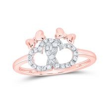 Load image into Gallery viewer, Captivating Love Story Diamond Heart Ring Top view from the 10Kt Rose Gold Womens Round Diamond Double Heart Ring 1 6 Cttwpin219870 collection by Splendid Jewellery