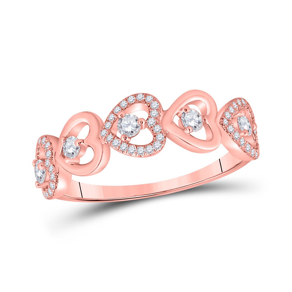 Diamond Heart Ring | 10kt Rose Gold Womens Round Diamond Heart Band Ring 3/8 Cttw | Splendid Jewellery GND