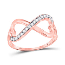 Load image into Gallery viewer, Eternal Love Diamond Heart Ring Top view from the 10Kt Rose Gold Womens Round Diamond Heart Infinity Ring 1 6 Cttwpin91641 collection by Splendid Jewellery