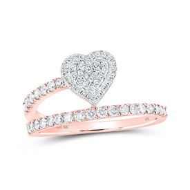 Rose Gold Diamond Heart Elegance Ring Top view from the 10Kt Rose Gold Womens Round Diamond Heart Ring 1 2 Cttwpin219972 collection by Splendid Jewellery