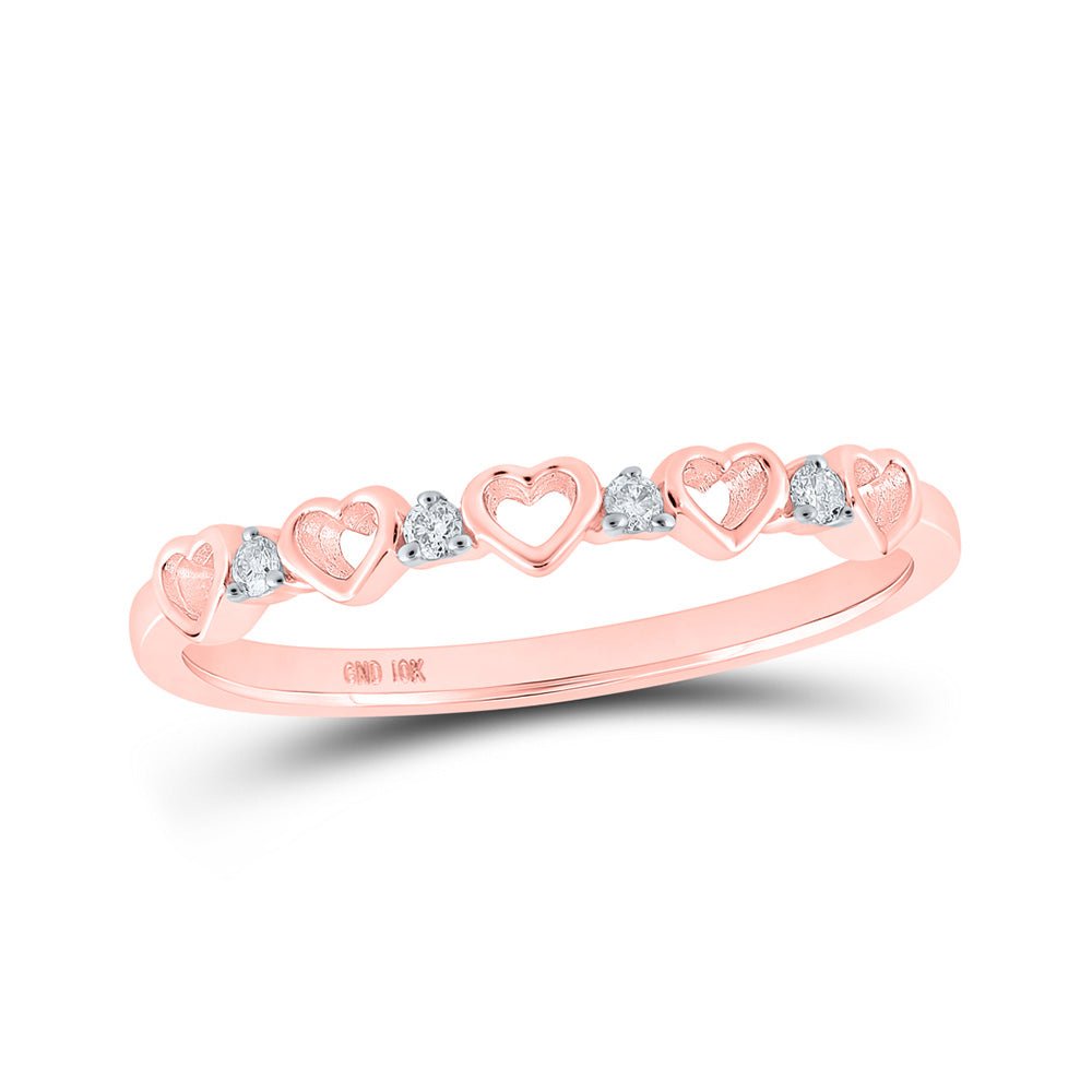 Diamond Heart Ring | 10kt Rose Gold Womens Round Diamond Heart Ring 1/20 Cttw | Splendid Jewellery GND