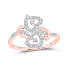 Romantic Rose Gold Diamond Heart Ring Top view from the 10Kt Rose Gold Womens Round Diamond Heart Ring 3 8 Cttwpin213668 collection by Splendid Jewellery