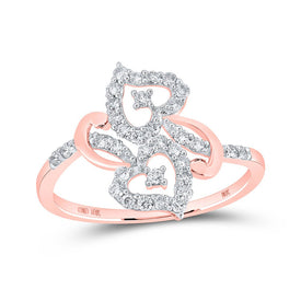 Romantic Rose Gold Diamond Heart Ring Top view from the 10Kt Rose Gold Womens Round Diamond Heart Ring 3 8 Cttwpin213668 collection by Splendid Jewellery