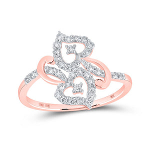 Diamond Heart Ring | 10kt Rose Gold Womens Round Diamond Heart Ring 1/3 Cttw | Splendid Jewellery GND