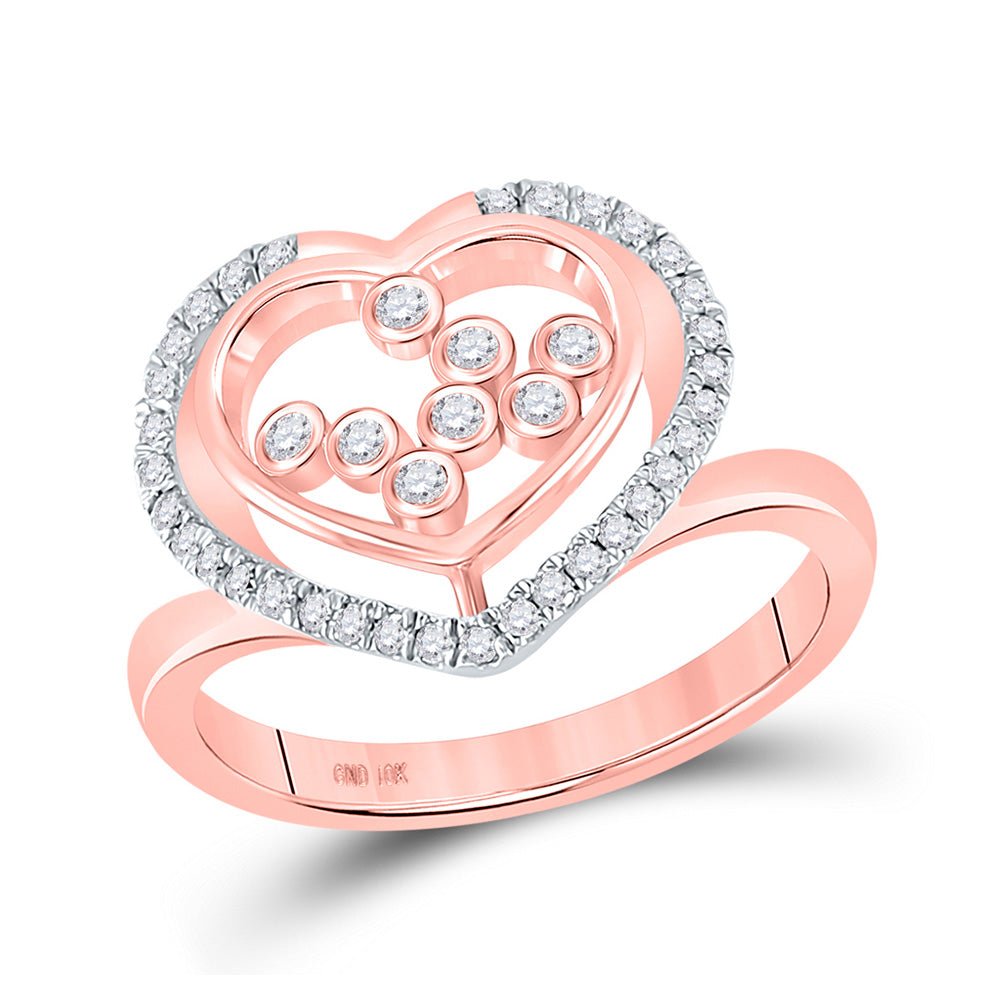 Diamond Heart Ring | 10kt Rose Gold Womens Round Diamond Heart Ring 1/3 Cttw | Splendid Jewellery GND