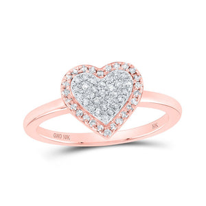 Diamond Heart Ring | 10kt Rose Gold Womens Round Diamond Heart Ring 1/4 Cttw | Splendid Jewellery GND