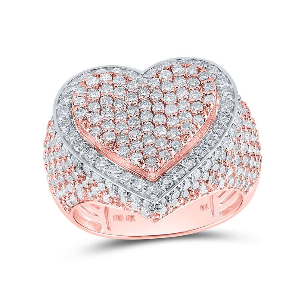 Diamond Heart Ring | 10kt Rose Gold Womens Round Diamond Heart Ring 3 Cttw | Splendid Jewellery GND