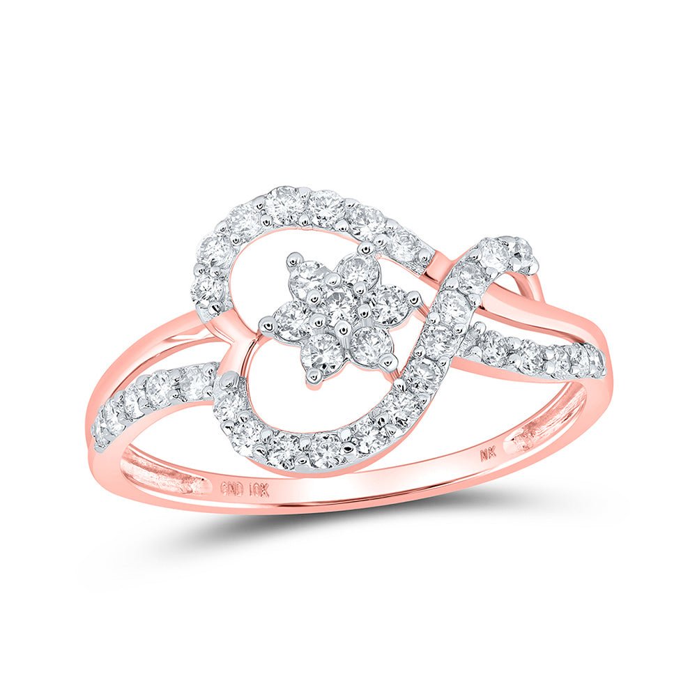 Diamond Heart Ring | 10kt Rose Gold Womens Round Diamond Heart Ring 3/8 Cttw | Splendid Jewellery GND